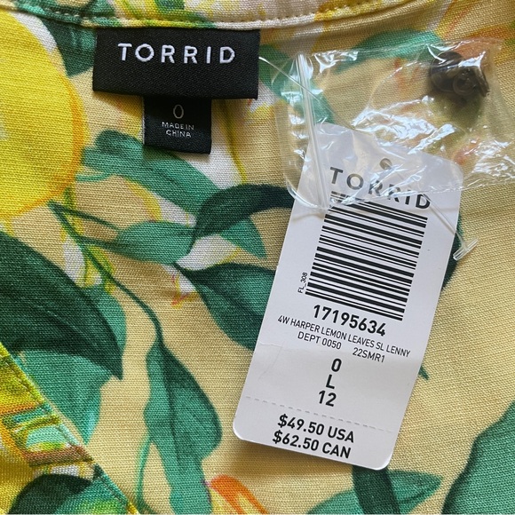NWT Torrid 0 Size L 12 Lemon Print Tank Sleeveless Fresh Summer New MSRP $49 - Picture 3 of 5